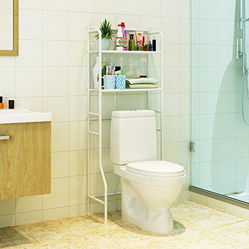 HOME BI Over The Toilet Storage Bathroom Spacesaver, Free Standing Metal Bathroom Shelf Storage