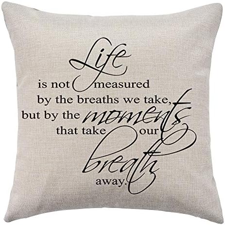 WFLOSUNVELife Decorative Throw Pillow Cover 18x18 Inch, Faux Linen Inspirational Quote Cushion Case for Couch and Sofa
