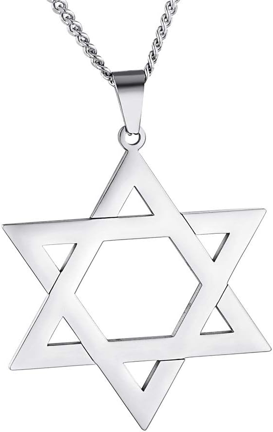 HooAMI Star of David Pendant Necklace Stainless Steel Jewish Jewelry for Men Women Religious