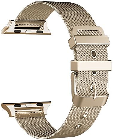 GEOTEL Band for Apple Watch 38mm 42mm, Stainless Steel Milanese Loop with Adjustable Magnetic Closure Metal iWatch Band for Apple Watch Series 3 Series 2 Series 1 (GOLD, 42 mm)