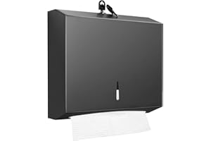 GORLARY Paper Towel Dispenser Wall Mount Commercial, C Fold Multifold Hand Paper Towel Dispenser, Stainless Steel Tissue Holder (Matte Black)