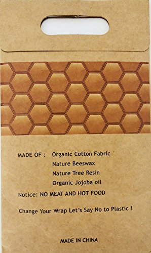 On Trend Bee's Wax Organic Food Wraps Reusable Sustainable Cotton Eco Friendly Plastic Free Food Storage Honey comb Print - 1 Small 1 Medium 1 Large Assorted 3 Pack