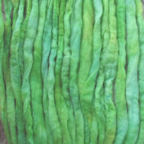 Wool Roving Craft Fiber. Hand Dyed Soft BFL Wool Top. Pre-drafted for easy Hand Spinning, Needle Felting, Wet Felting, Weaving, Embellishments and Felted Soap. 1 Ounce, Nile Green