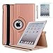 AiSMei Case for 9.7-Inch iPad 5th (2017)/ iPad 6th (2018)/ iPad Air (2015), Rotating Protective Case Cover w/Auto Wake/Sleep Function,Rose Gold