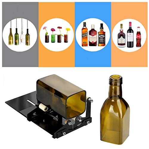 YOSWAN Glass Bottle Cutting Tool Upgrade Version Square and Round Wine Beer Glass Sculptures Cutter for Hand Tool Better Cutting Control Create Glass Flowerpot Making (Stainless Iron Black) - Thumbnail 6