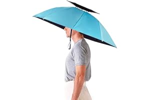 Double Layer Umbrella Hat Headwear - Luwint 35'' Diameter Oversized Folding Adjustable Hands Free UV Wind Rain Protection - F