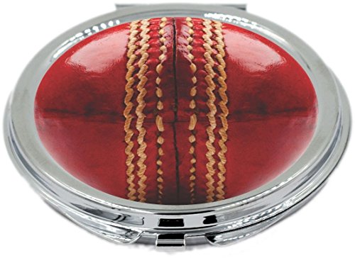Red Cricket Ball Design Round Compact Mirror