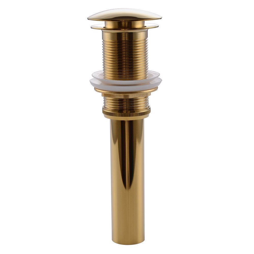 KUNGYO Un-slotted Basin Washbasin Tap Push Pop Up Click Clack Maker Plug Stopper Without Overflow Ready (Gold)