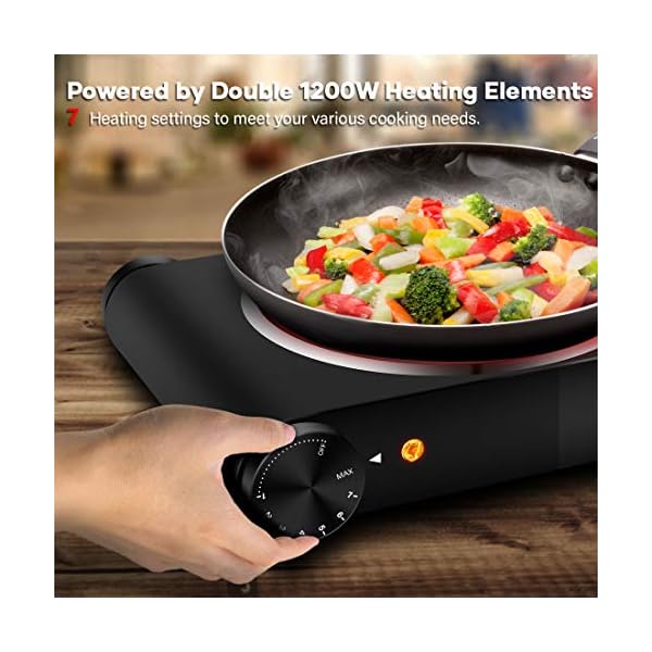 CUSIMAX-Double-Electric-Hob-Portable-Ceramic-Hot-Plate-Double-Camping-Hob-Infrared-Cooktop-Electric-Hob-with-Dual-Temperature-Control-Crystal-Glass-Plate-Easy-to-Clean-Black-Steel-2400W CUSIMAX Double Electric Hob, Portable Ceramic Hot Plate, Double Camping Hob Infrared Cooktop Electric Hob with Dual Temperature Control, Crystal Glass Plate Easy to Clean, Black Steel, 2400W