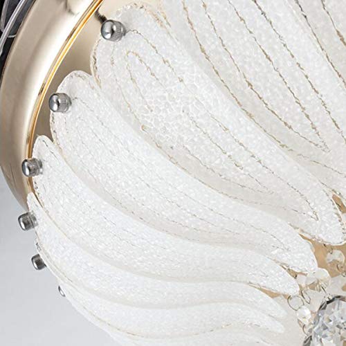 Crystal Ceiling Fan with Lights and Remote, Retractable Blades Ceiling Fan 3 Colors 3 Speeds Dimmable with Silent Motor Modern Chandelier Fan, Crystal Ceiling Fandelier for Bedroom Living Room 42 Inch