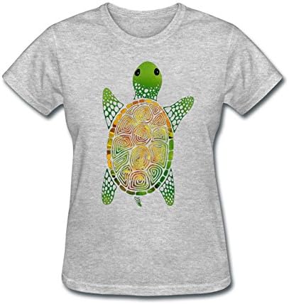 Women's Graphic Cute Turtle T Shirts Crewneck Short Sleeved Gettshirts Grey S