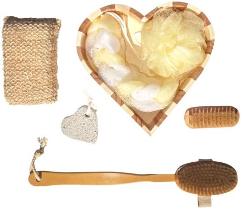 Perfect Heart Shaped Bath Set Back Loofah Luffa Spa Best Unique Cool Back to College High School Supplies Accessories Gift Idea For Girl Boy Kid Teacher Dad Daughter Son Mom Wife Girlfriend Him Her