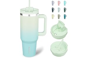 BJPKPK 40 oz Insulated Tumbler With Lid And Straw Stainless Steel Tumblers Cup With Handle For Women And Men,Mint