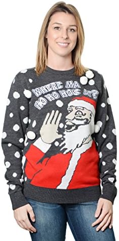 RWB Unisex Where Ma Ho Ho Hos Ugly Christmas Sweater Charcoal, Large