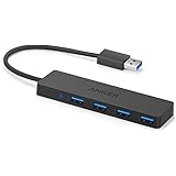 Anker 4-Port USB 3.0 Ultra Slim Data Hub for MacBook, Mac Pro/Mini, iMac, Surface Pro, XPS, Notebook PC, USB Flash Drives, Mo