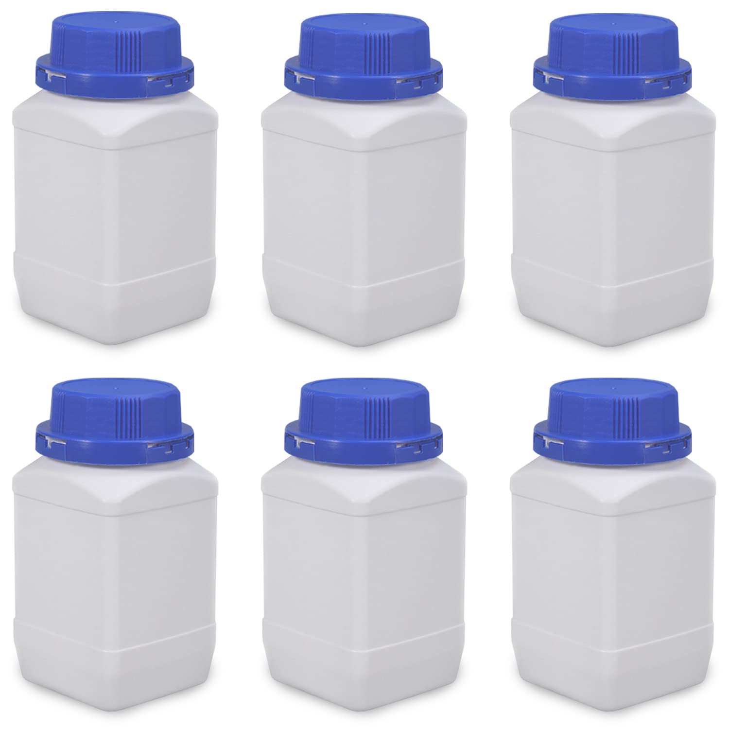 Lxoraziy 6 Pieces 500ml Wide-neck Bottles with Screw Caps, Chemicals Bottle, Laboratory Bottle with Lid Can Be Used As A Storage Container, for Lab Kitchen or Domestic Use(White)