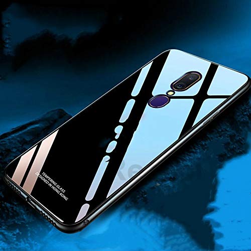 ERIT Back Case Cover Luxurious Toughened Glass Back Case with Shockproof TPU Bumper for Oppo F11 (Black)