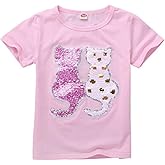 Szytypyl Girls Children Kids Magic Flip Sequins Shirts Cotton Fashion T-Shirt Tops Tees