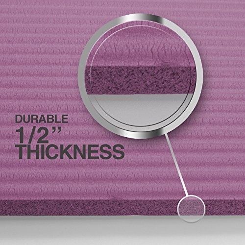 Sivan Health and Fitness 1/2-InchExtra Thick 71-Inch Long NBR Comfort Foam Yoga Mat for Exercise, Yoga, and Pilates (Purple)