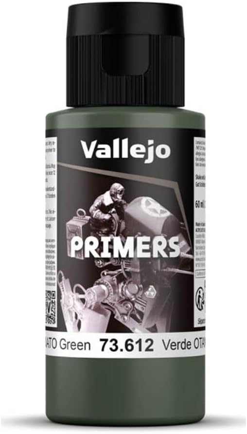 Vallejo Acrylic Primer NATO Green 60 ml Fast-Drying for Airbrush Modeling