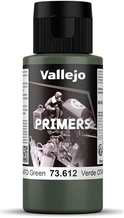 Vallejo Acrylic Primer NATO Green 60 ml Fast-Drying for Airbrush Modeling