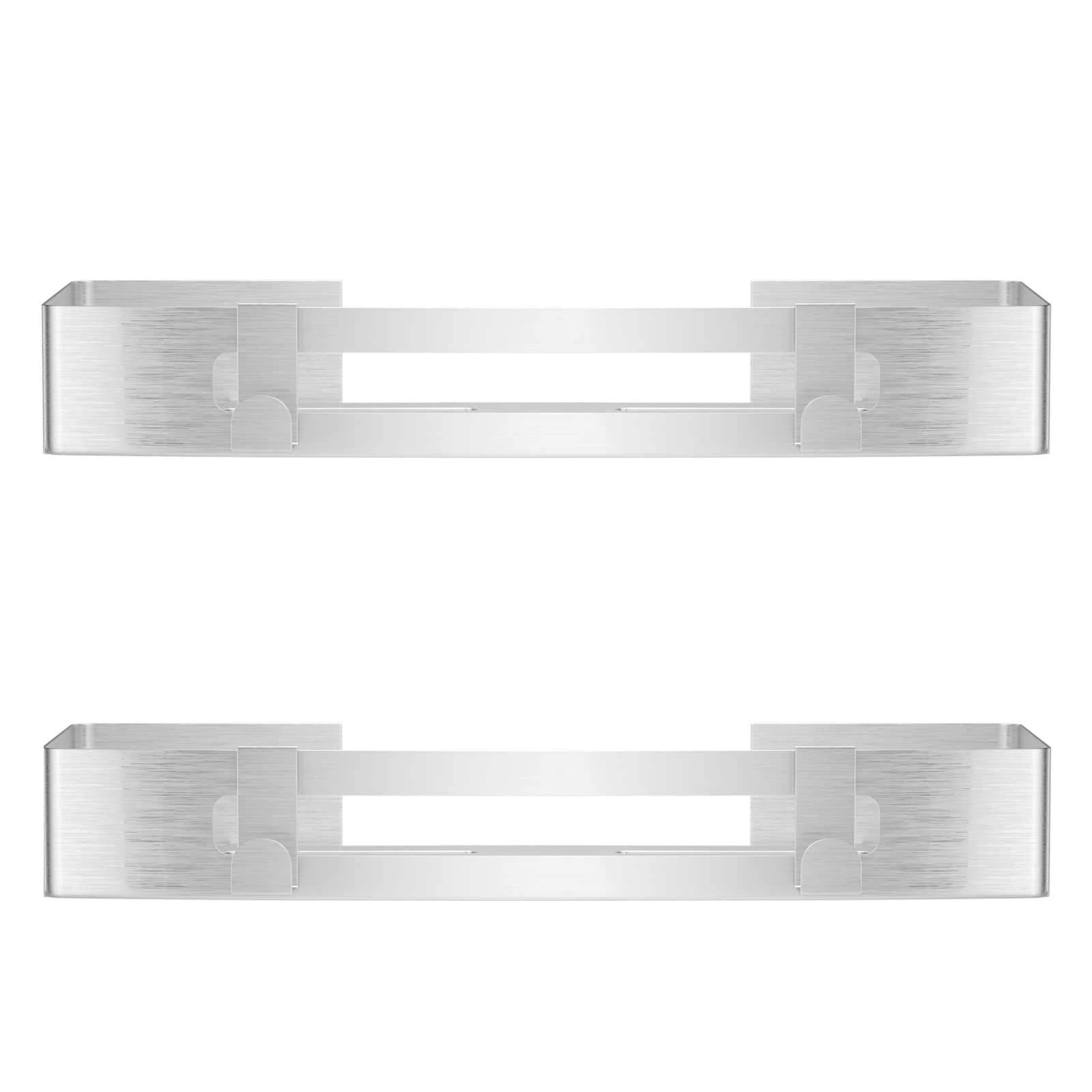 Silver Square Shower Stand Aluminium and Steel Bath Stand Without Drilling, 2 Shower Stands with Shampoo Soap Dish