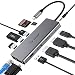 USB C Hub, TOTU Upgraded 12 in 1 Type C Hub to 4K HDMI & DP, VGA,2 USB3.0/2 USB2.0/75W PD,Triple Display Docking Station for Windows USB C and Thunderbolt3 Systems,macOS only Support Dual Display primary