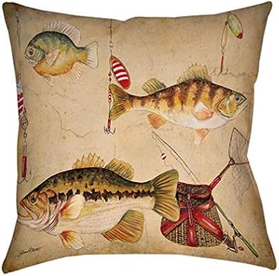 Amazon Com Ln 18 X 18 Beige Brown Fishing Themed Throw Pillow
