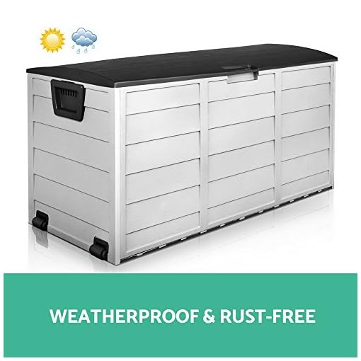 Gardeon Outdoor Storage Box 290l Waterproof Uv Block Lockable Deck Box Storage Cube Cabinet Container With Wheels Handle The Garden Store