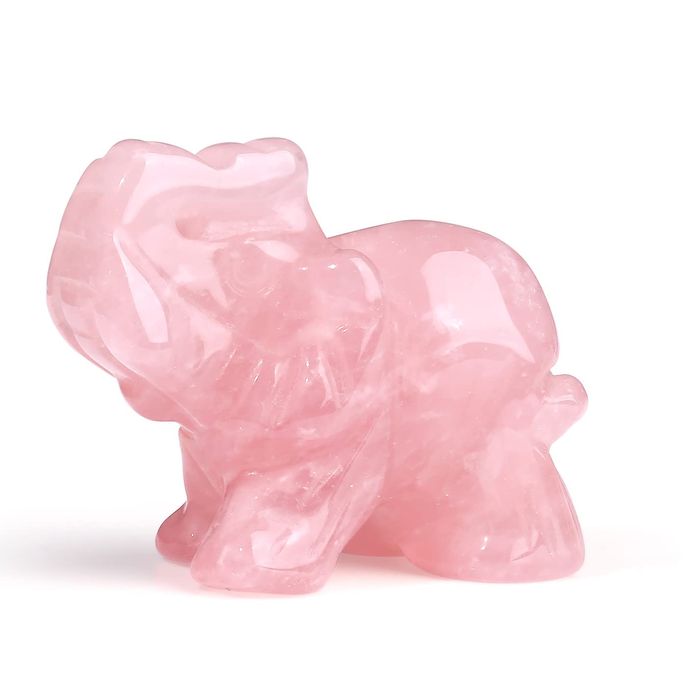 XIANNVXI Rose Quartz Crystals Elephant Ornament Crystal Ornament Elephant Figurine Reiki Natural Carved Gemstone 1.5" Cute Lucky Pink Gifts for Women