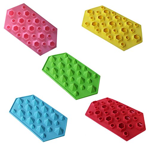 Anshinto Diamond Mold Ice Cube Tray 27 Cavities Crystal Silicone Ice Mold Candy Mould (Blue)