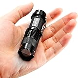 DULEX DZ68 Super Bright XML Q5 Zoomable LED Flashlight, 3 Modes mini 7W Pocket-Sized 300LM Rechargeable Handheld Flashlights - 1 Pack