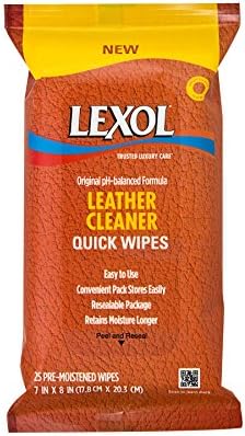Lexol 1123 Leather Cleaner pH Balanced Quick Wipes, Flat Pack
