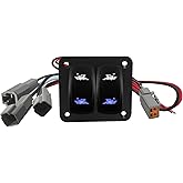 Marine Blue Led Trim Tabs Switch Panel Kit with Wiring Harness for Boat Console Control 12V/24V Waterproof