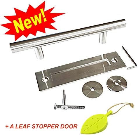 NAPUPRO Barn Door Handle - Door Handle Pull and Flush Set with 304 Stainless Steel( best steel) , Silver ,Brushed Statin Finish , 12 inch Barn Door Handle Hardware for Wood , Glass, Iron Doors