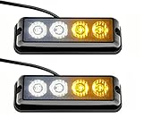 Strobelight Bar 4 LED with Super Bright Emergency Beacon Flash Caution Strobe Light Bar with 17 Different Flashing (2PCS) (White&Yellow)