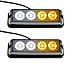 Strobelight Bar 4 LED with Super Bright Emergency Beacon Flash Caution Strobe Light Bar with 17 Different Flashing (2PCS) (White&Yellow)