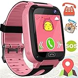 Kids Smart Watch Phone - Kids GPS Tracker Smartwatch for Girls Boys with Mobile Phone SOS Anti-lost Camera Game Touch Screen Children Outdoor Digital Wrist Watch Bracelet Holiday Birthday Gift