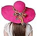 Women Summer Beach Hat Ladies Bohemia Sun Hat Large Brim Anti-UV hat, Fuchsia