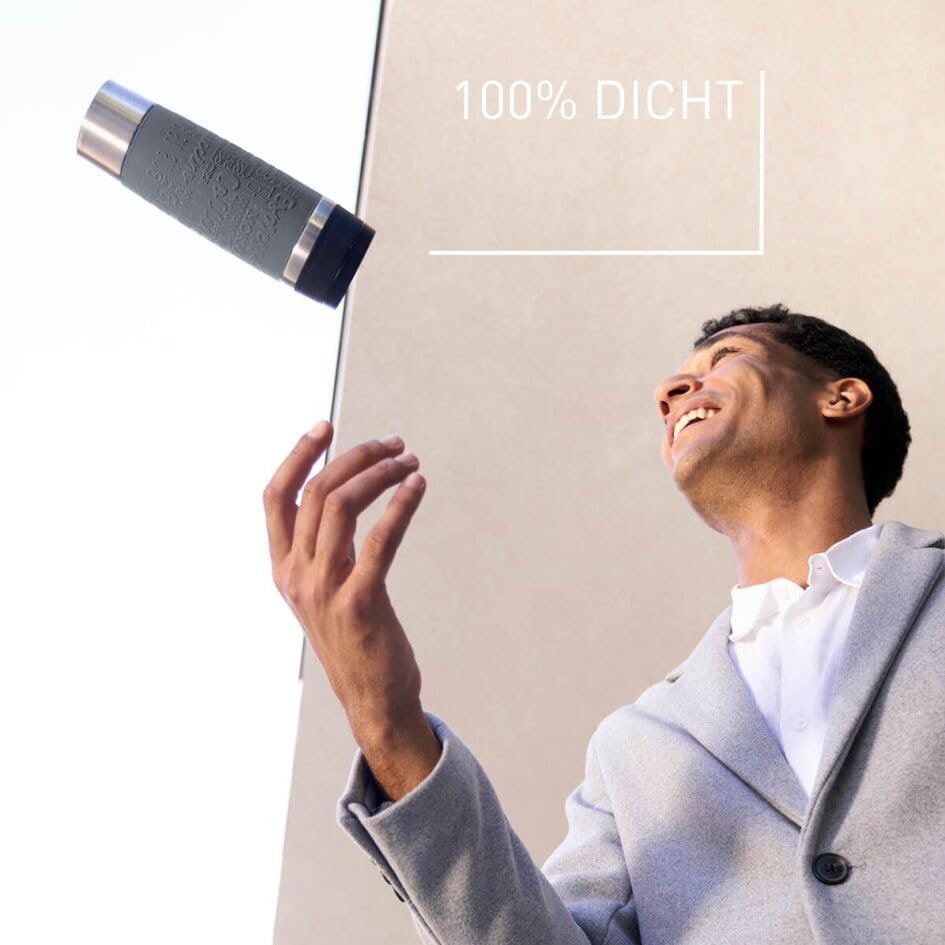 Emsa N20223 Travel Mug Classic Isolierbecher 0,5 Liter, neuer Komfort-Schraubverschluss, Edelstahl, 6h heiß und 12h kalt, 100% dicht, spülmaschinenfest, 360°-Trinköffnung, Dunkelgrau 2
