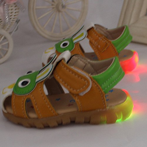 Respctful✿Baby Summer Sneakers Toddler Sewing Pu Leather Hook & Loop Cartoon Non-Slip Sandals Green