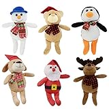 Bundle: 6 Items - 9 Plush Christmas Friends. Reindeer, Santa, Snowmen,Bear, Monkeys, and Penguins