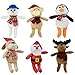 Bundle: 6 Items - 9 Plush Christmas Friends. Reindeer, Santa, Snowmen,Bear, Monkeys, and Penguins