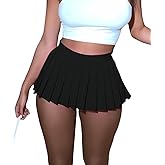 Womens Mini Pleated Skirts, Cargo Tennis Stretchy Y2k Skater A-Line Club School Skirt