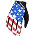 Cycling MTB Gloves with American Flag Design for Motocross Climbing Hiking (Blue and White, Large)