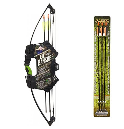 Barnett Outdoors Lil Banshee Jr. Compound Youth Archery Set + Barnett Outdoors Junior Archery 28-Inch Arrows (3 Pack)