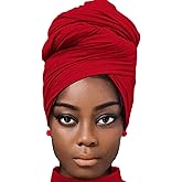 African Scarfs for Women Head Wraps Stretch Turbans Jersey Bun Styles Headbands for High Ponytails