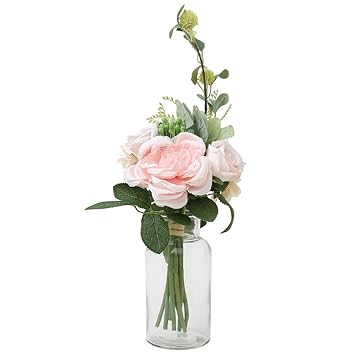 Amazon Com Doannotium Artificial Flowers With Vase Fakesilk Pink