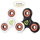 Exgreem NEW 2017 DIRT RESISTANT EDC Tri-Spinner Fidget Toy Smooth Surface Finish Ultra Durable 2-3 Min Spins Non-3D printed (two pack) ((White&Black)Orange)