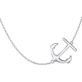 DAOCHONG S925 Sterling Silver Jewelry Sideways Anchor Choker Necklace for Women Gifts, 15 inch to 18 inch